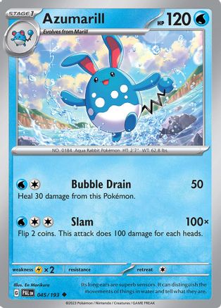 SV02 Paldea Evolved  045/193 Azumarill  - Reverse Holofoil - Uncommon