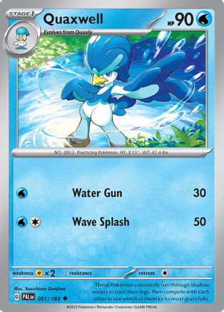 SV02 Paldea Evolved  051/193 Quaxwell  - Reverse Holofoil - Uncommon