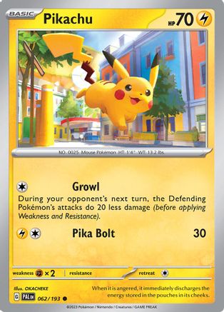 SV02 Paldea Evolved  062/193 Pikachu  - Common