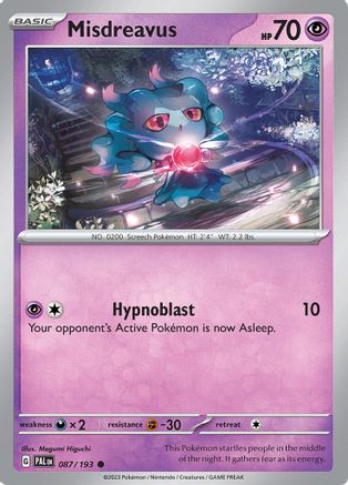SV02 Paldea Evolved  087/193 Misdreavus  - Reverse Holofoil - Common