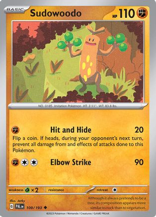 SV02 Paldea Evolved  109/193 Sudowoodo  - Reverse Holofoil - Uncommon