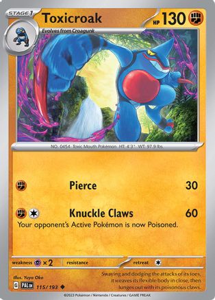 SV02 Paldea Evolved  115/193 Toxicroak  - Reverse Holofoil - Uncommon