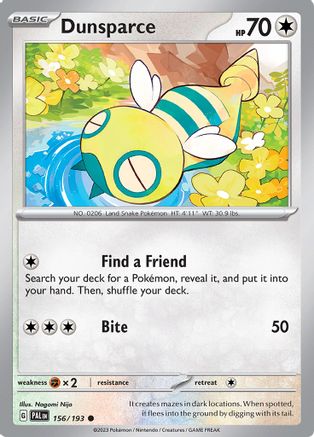 SV02 Paldea Evolved  156/193 Dunsparce  - Reverse Holofoil - Common