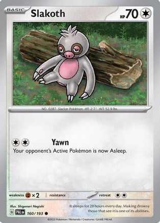 SV02 Paldea Evolved  160/193 Slakoth  - Reverse Holofoil - Common