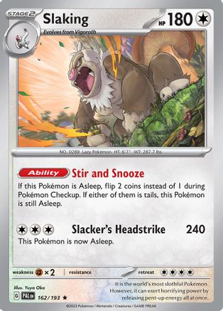 SV02 Paldea Evolved  162/193 Slaking  - Holofoil - Rare