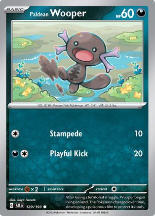SV02 Paldea Evolved  129/193 Paldean Wooper  - Reverse Holofoil - Common