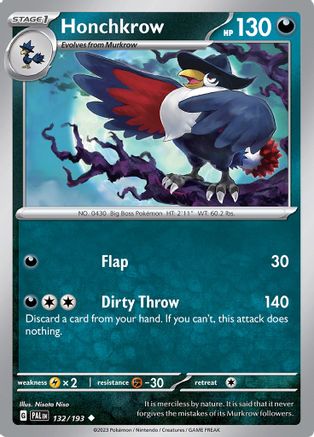 SV02 Paldea Evolved  132/193 Honchkrow  - Uncommon