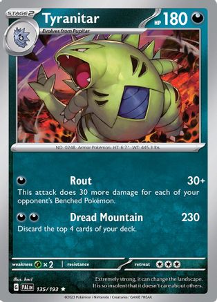 SV02 Paldea Evolved  135/193 Tyranitar  - Reverse Holofoil - Rare