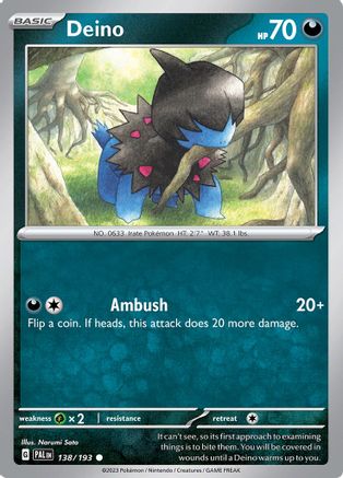 SV02 Paldea Evolved  138/193 Deino  - Reverse Holofoil - Common