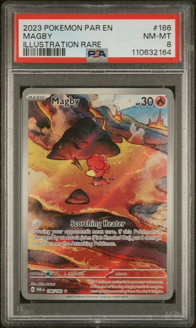SV04 Paradox Rift  186/182 PSA8 #110632164 Magby  - Holofoil - Illustration Rare
