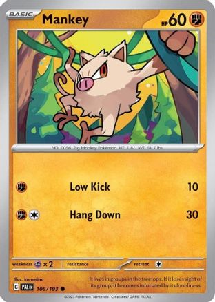 Miscellaneous Cards & Products  106/193 Mankey  - Holofoil - Common