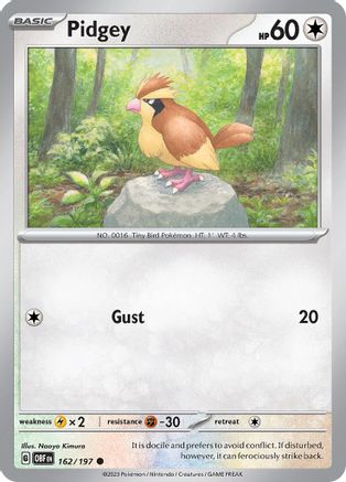 SV03 Obsidian Flames  162/197 Pidgey  - Common