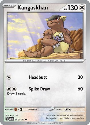 SV03 Obsidian Flames  165/197 Kangaskhan  - Reverse Holofoil - Uncommon
