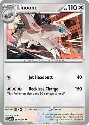 SV03 Obsidian Flames  168/197 Linoone  - Reverse Holofoil - Uncommon