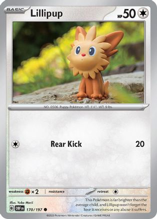 SV03 Obsidian Flames  170/197 Lillipup  - Reverse Holofoil - Common