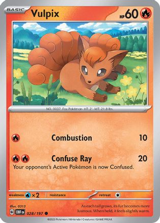 SV03 Obsidian Flames  028/197 Vulpix  - Reverse Holofoil - Common