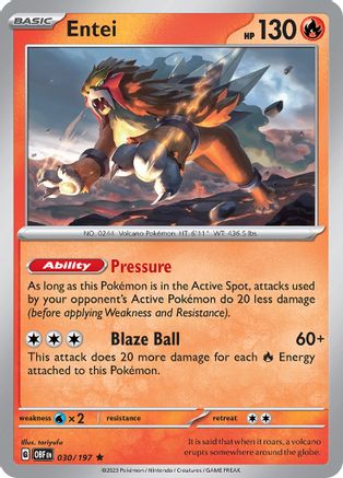 SV03 Obsidian Flames  030/197 Entei  - Holofoil - Rare