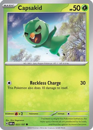 SV03 Obsidian Flames  023/197 Capsakid  - Reverse Holofoil - Common