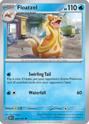 SV03 Obsidian Flames  049/197 Floatzel  - Reverse Holofoil - Uncommon