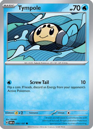 SV03 Obsidian Flames  050/197 Tympole  - Reverse Holofoil - Common