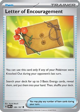 SV03 Obsidian Flames  189/197 Letter of Encouragement  - Uncommon