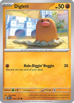 SV03 Obsidian Flames  103/197 Diglett  - Common