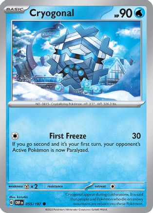 SV03 Obsidian Flames  055/197 Cryogonal  - Common