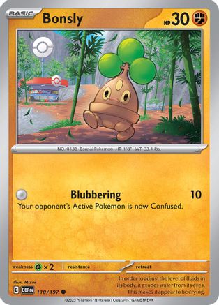 SV03 Obsidian Flames  110/197 Bonsly  - Reverse Holofoil - Common