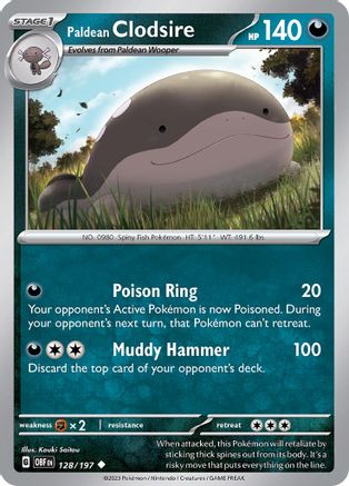 SV03 Obsidian Flames  128/197 Paldean Clodsire  - Uncommon