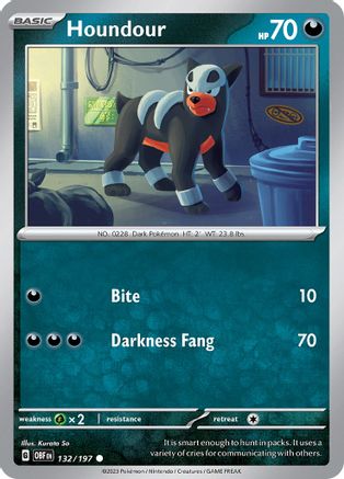 SV03 Obsidian Flames  132/197 Houndour  - Reverse Holofoil - Common