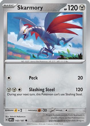 SV03 Obsidian Flames  142/197 Skarmory  - Reverse Holofoil - Uncommon