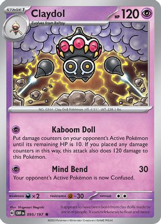 SV03 Obsidian Flames  095/197 Claydol  - Holofoil - Rare