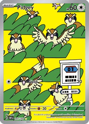 SV03 Obsidian Flames  207/197 Pidgey  - Holofoil - Illustration Rare