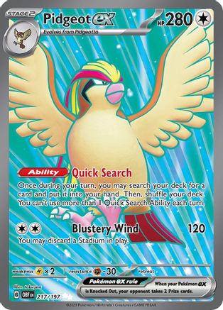 SV03 Obsidian Flames  217/197 Pidgeot ex  - Holofoil - Ultra Rare