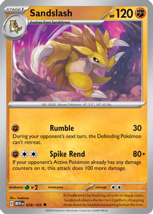 SV Scarlet & Violet 151  028/165 Sandslash  - Uncommon