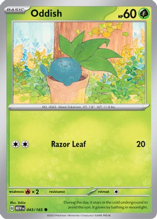 SV Scarlet & Violet 151  043/165 Oddish  - Reverse Holofoil - Common