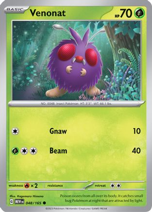 SV Scarlet & Violet 151  048/165 Venonat  - Reverse Holofoil - Common