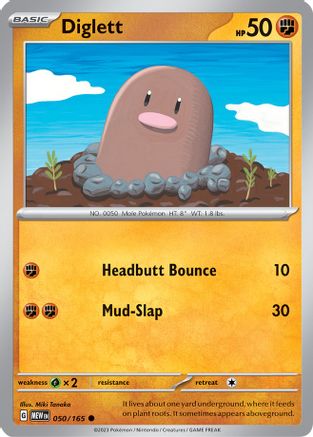 SV Scarlet & Violet 151  050/165 Diglett  - Common