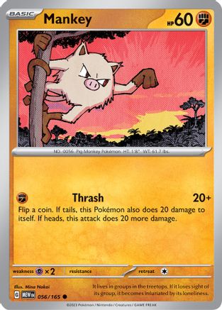 SV Scarlet & Violet 151  056/165 Mankey  - Reverse Holofoil - Common