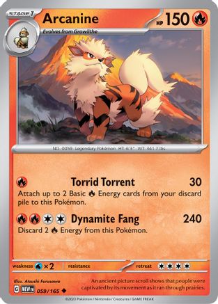SV Scarlet & Violet 151  059/165 Arcanine  - Reverse Holofoil - Uncommon
