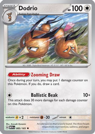 SV Scarlet & Violet 151  085/165 Dodrio  - Reverse Holofoil - Rare