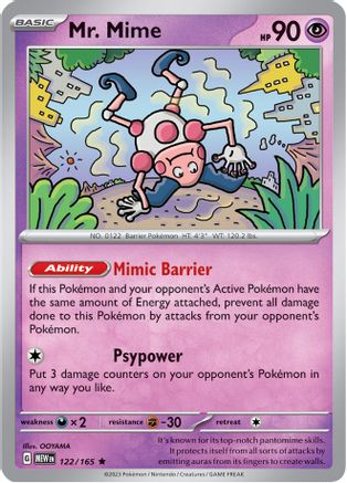 SV Scarlet & Violet 151  122/165 Mr. Mime  - Reverse Holofoil - Rare