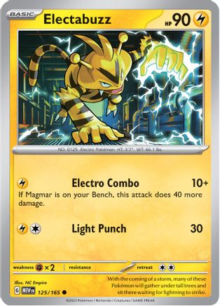 SV Scarlet & Violet 151  125/165 Electabuzz  - Reverse Holofoil - Common