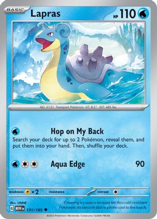 SV Scarlet & Violet 151  131/165 Lapras  - Reverse Holofoil - Uncommon