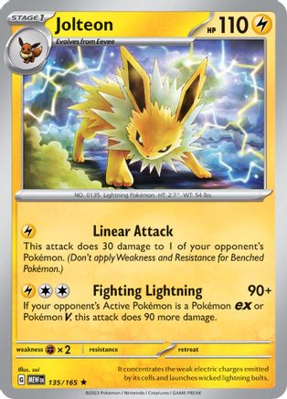 SV Scarlet & Violet 151  135/165 Jolteon  - Reverse Holofoil - Rare