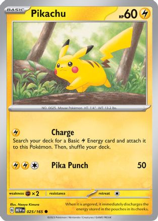 SV Scarlet & Violet 151  025/165 Pikachu  - Reverse Holofoil - Common