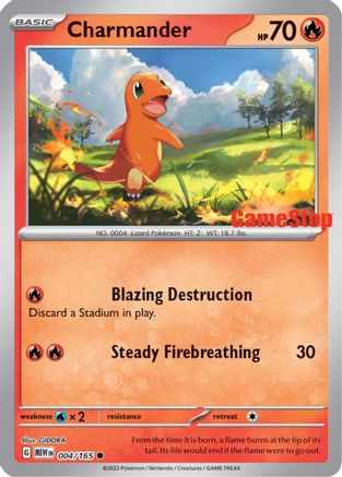 Miscellaneous Cards & Products  004/165 Charmander (Gamestop Promo) - Reverse Holofoil - Promo