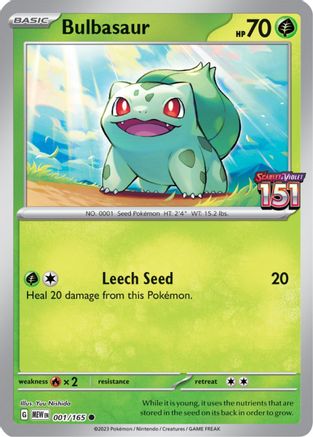 Miscellaneous Cards & Products  001/165 Bulbasaur  - Reverse Holofoil - Promo