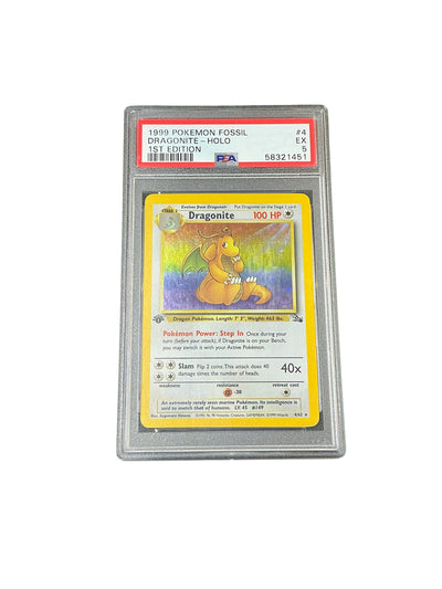 Fossil  004/62 (4) PSA5 #58321451 Dragonite - 1st Edition Holofoil - Holo Rare