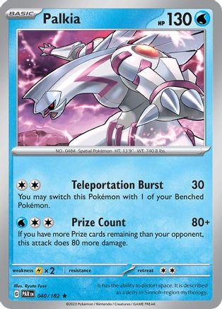 SV04 Paradox Rift  040/182 Palkia  - Reverse Holofoil - Rare